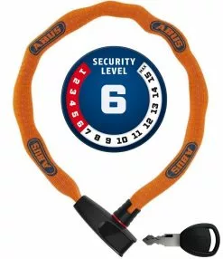 ABUS Catena 6806K/75 ...bitte Farbe Wählen -Fahrradzubehör Verkäufe Abus Kettenschloss Catena 6806 K 75B neon orange Securitylevel 6 4003318825156