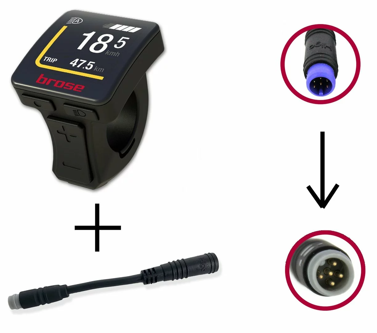 Brose Bediendisplay Ab 2020 Allround (im Bedienteil) Mit Higo-Stecker Und Adapter Für Gen.2 1 Brose Bediendisplay Ab 2020 Allround (im Bedienteil) Mit Higo-Stecker Und Adapter Für Gen.2