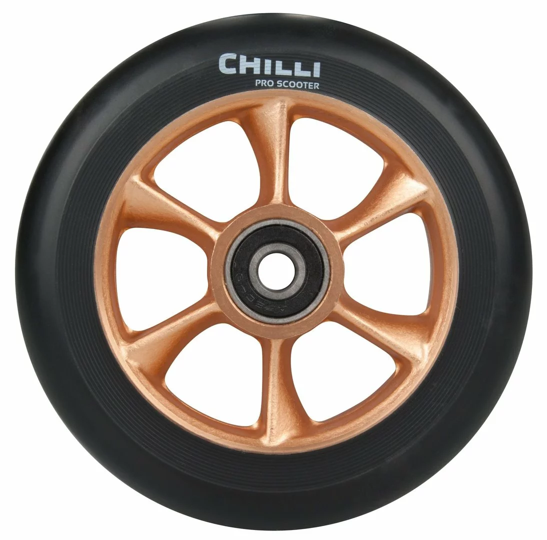 Chilli Pro Scooter Ersatzrolle Wheel Turbo 110mm Black PU / Gold Core 1 Chilli Pro Scooter Ersatzrolle Wheel Turbo 110mm Black PU / Gold Core